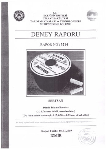 2,2 LT Ø17 YASSI DAMLA SULAMA DENEY RAPORU