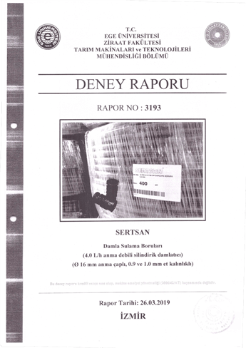 4 LT Ø 16 YUVARLAK DAMLA SULAMA DENEY RAPORU